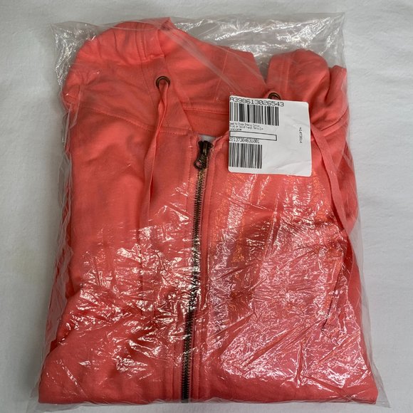 Seed to Style Organic Cotton Solid French Terry Zip-Up Hoodie Coral Large NWT - Picture 12 of 14